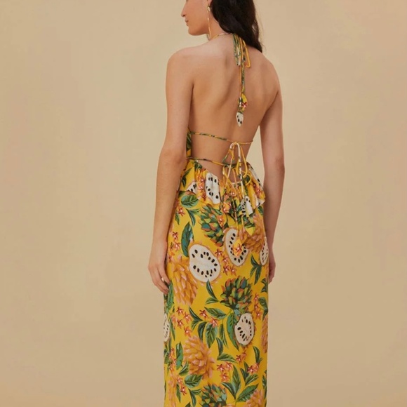 FARM RIO Biriba Sleeveless Midi Dress Yellow SZ XL - Picture 2 of 16